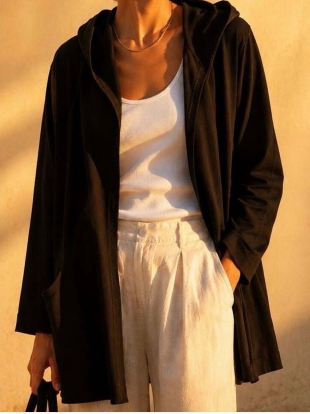 Eileen Fisher organic cotton hooded cardigan